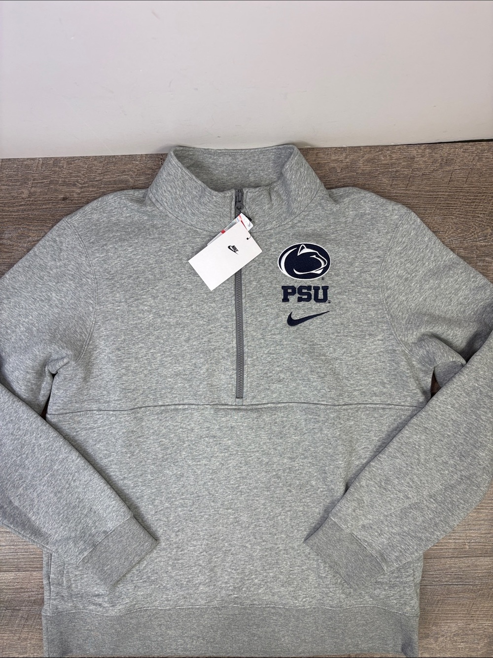 Nike Penn State Nittany Lions PSU Club Fleece 1/4 Zip Pullover Gray NWT
